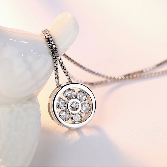 Sterling Silver Circle Necklace - Picture 2 of 4